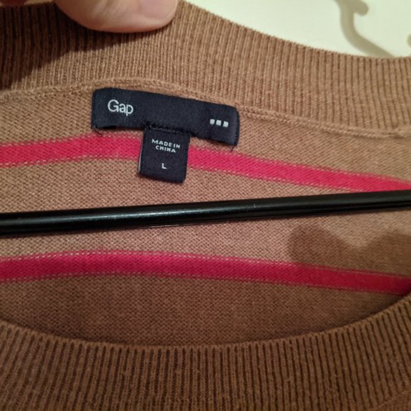 Tan & Pink Striped Sweater - Picture 3 of 3